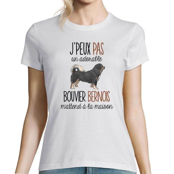 T-shirt Femme - Bouvier Bernois - Col rond - Manches courtes - Humour Fun Drôle