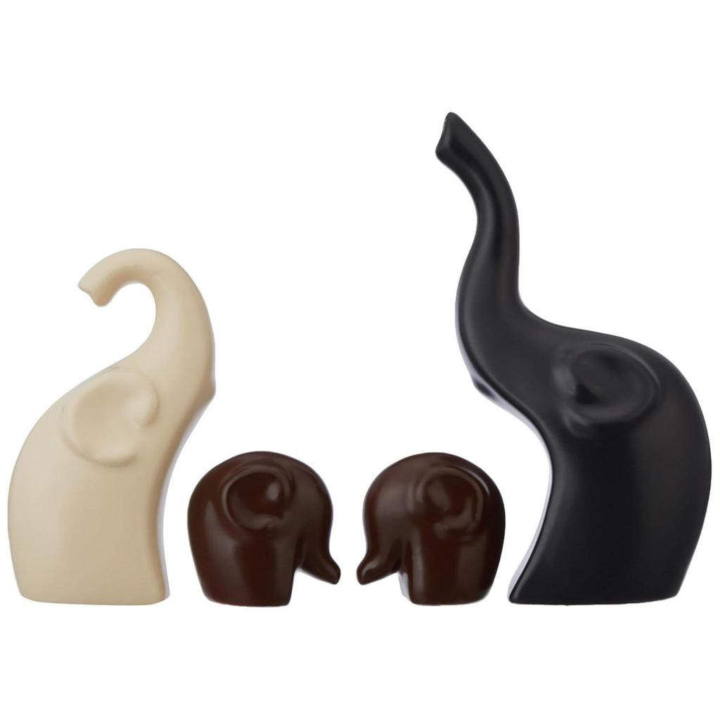 Home Decor Elephant Family Matte Finish Ceramic Fantasy Figures(Set of 4 Pieces,Multicolor)