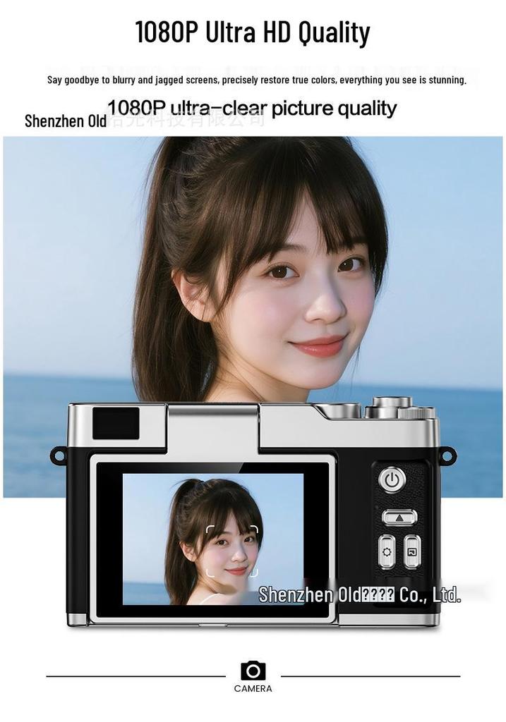 Retro Dual Camera with Flip Screen: HD Digital CCD Student Camera with Beauty Filters for Photos and Videos.