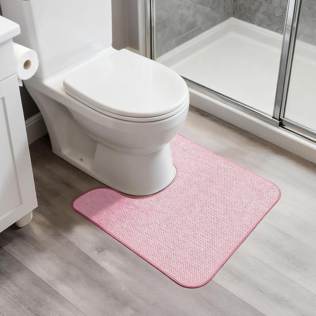 Weaving Jacquard Bathroom Mat Anti Slip Rubber Bottom Absorbent Pad Easy To Clean Anti Slip and Dirt Resistant Toilet Cushion Home Bathroom Set