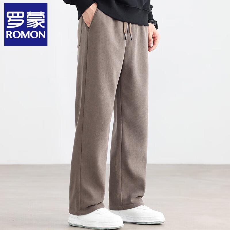Luomeng Men s Winter Loose Fit Fleece Lined Casual Trousers 2XL