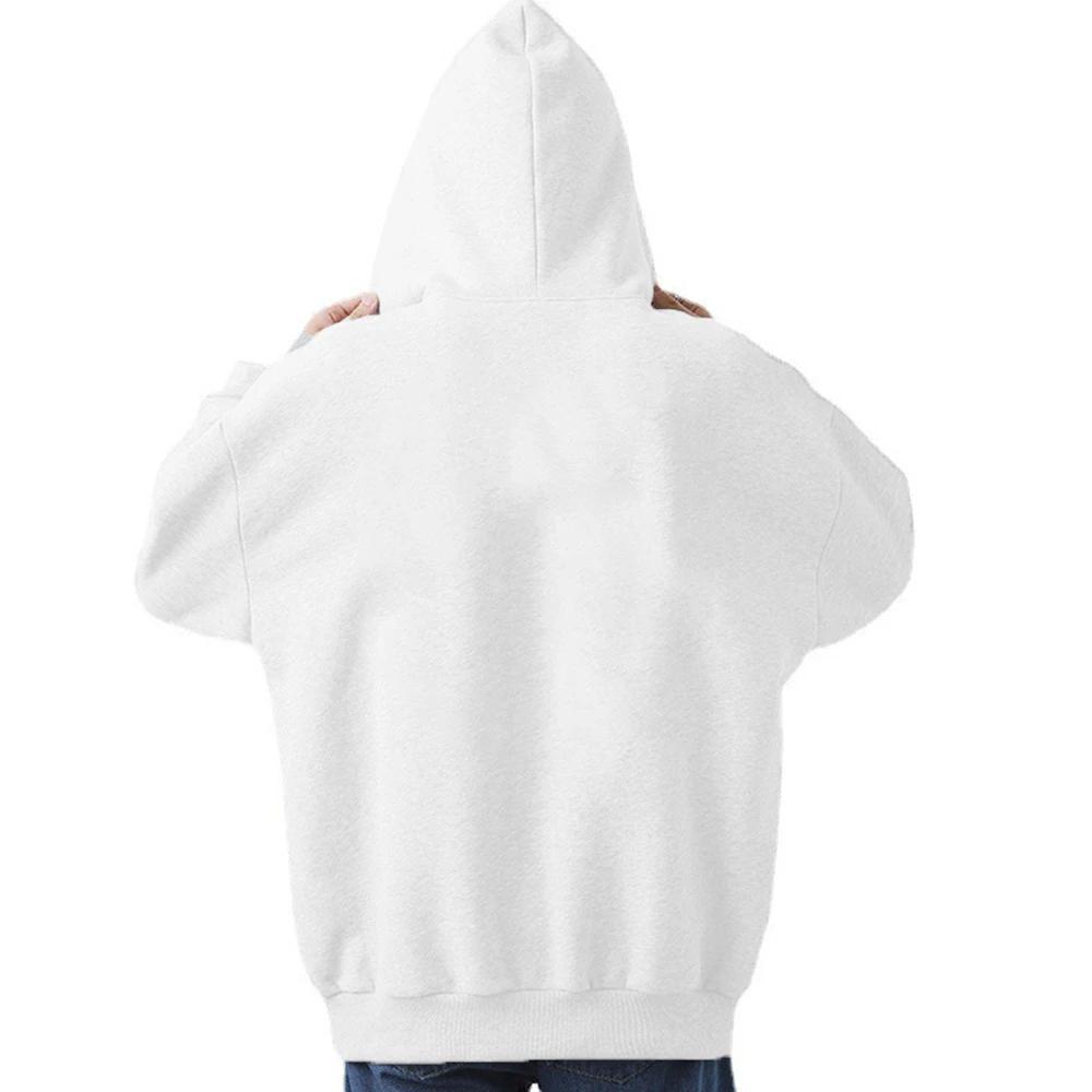 Men's Solid Hoodies Coat Harajuku Basic Long Sleeve Spring Autumn Loose Zip Up Casual Oversized Sweatshirts Jacket with Pocket