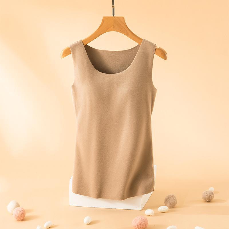 Женский зимний жилет с круглым вырезом и нагрудной подкладкой, бархат с двойным начесом, утолщенный немецкий бархат, бесшовное нижнее белье XXL