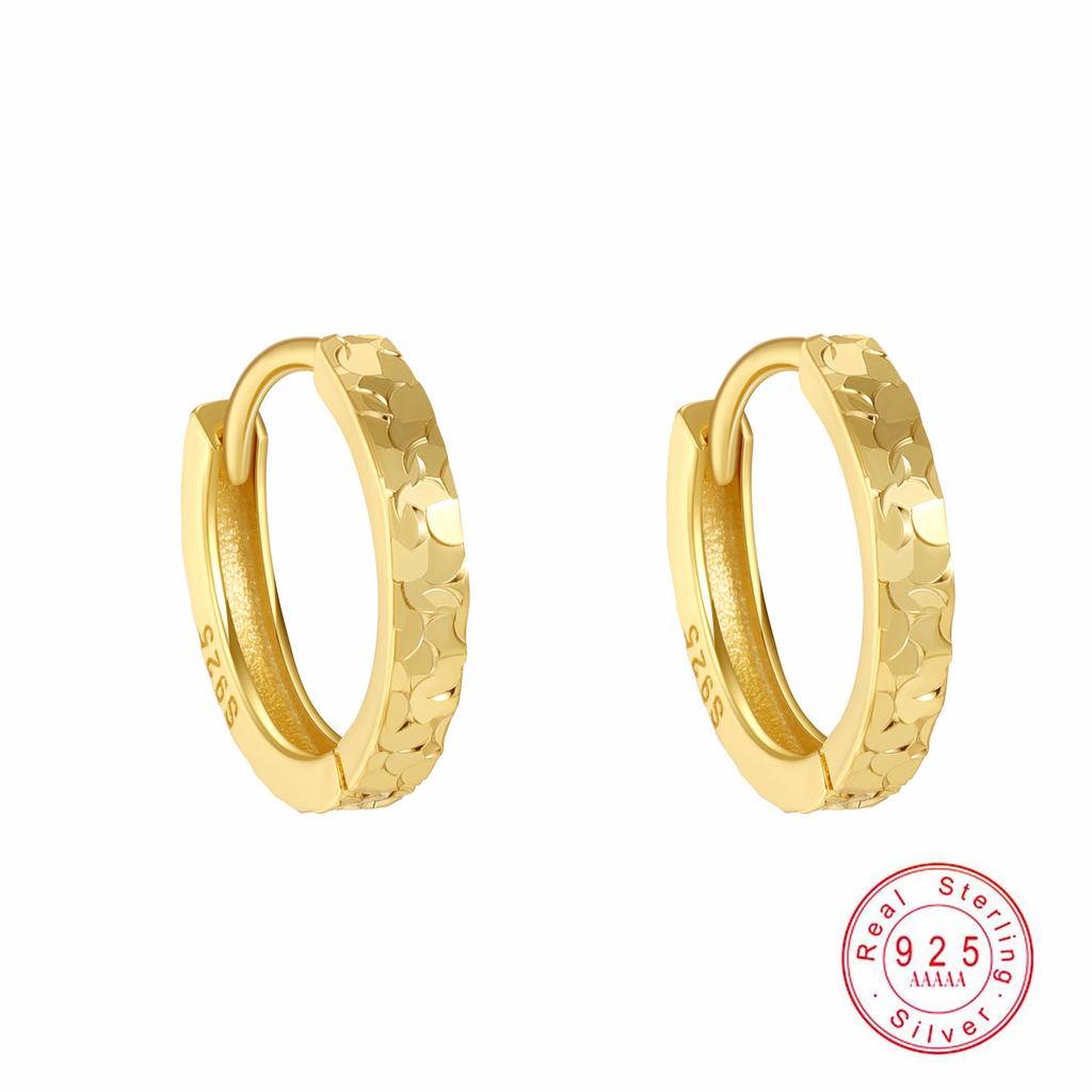 925 Sterling Silver Shiny Earrings Korean Version Simple Fashionable High-end Light Luxury Temperament Earrings