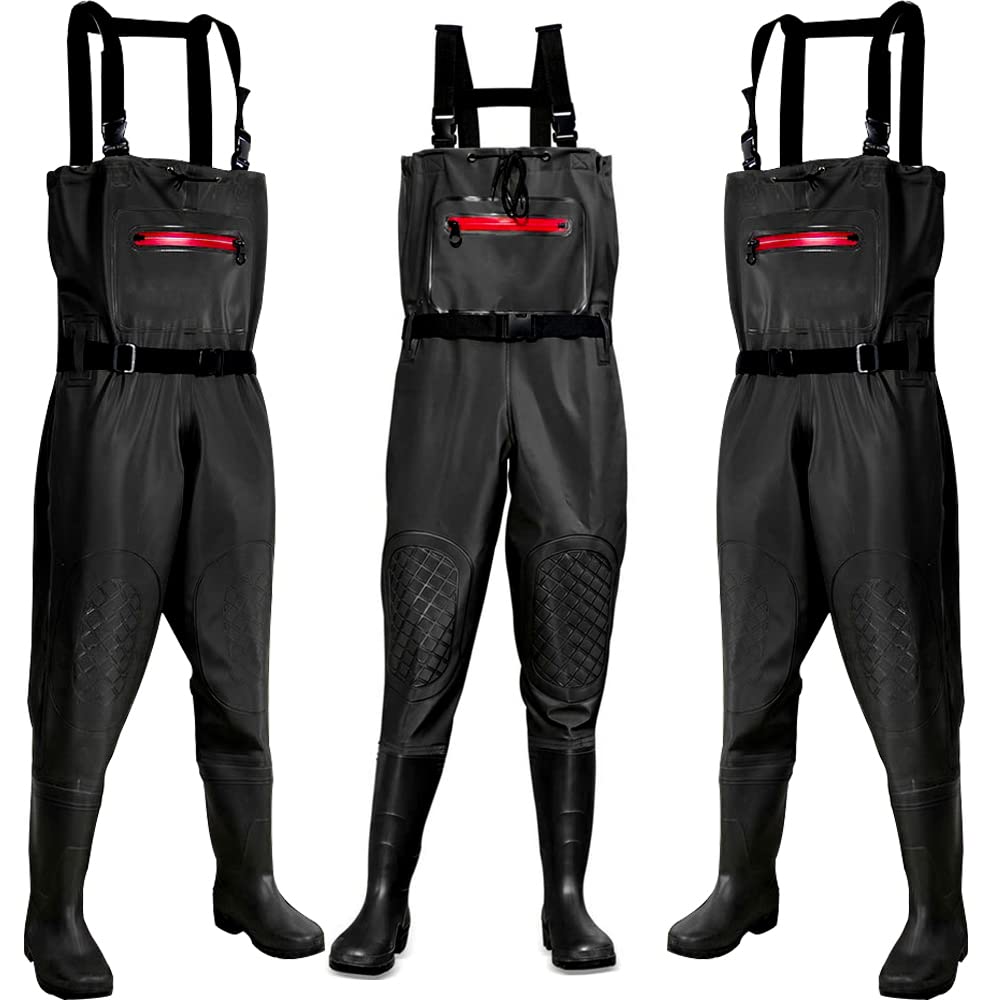 

KoiHouse Загрудные Прочные Рыболовные ПВХ Тяжелые Аварийные 5 Доступных Размеров Вейдерсы, Вейдерсы, Водонепроницаемые, Вейдерсы, Дождь, Предотвращение, Загрудные Сапоги, (24СМ, чёрный