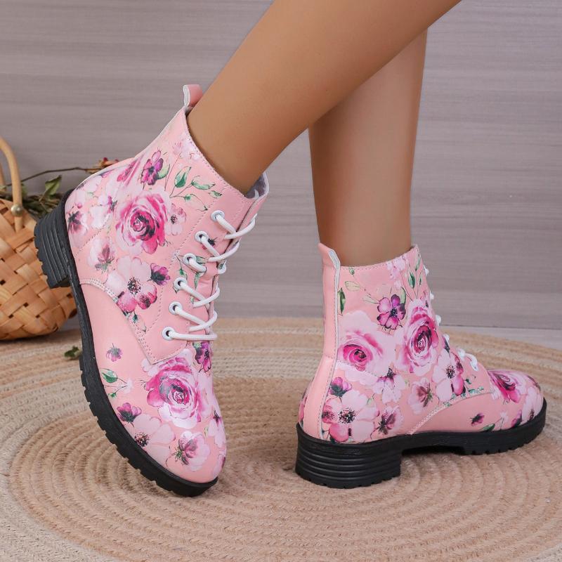 

2025 New Women s Printed Short Boots Autumn Winter New Fashion Printed Comfortable Casual Shoes Luxury Travel Durable 43 розовый