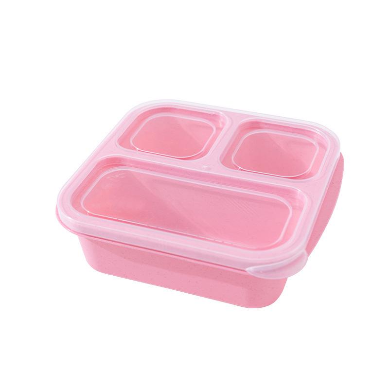 Three Compartment Wheat Straw Bento Box for Fruit, Snacks, and Pastries - Fresh-Keeping and Portable for Outdoor Travel Lunches