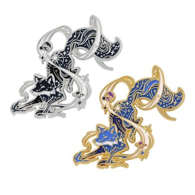 Elegant Foxes Brooch With Sparkling Starry Design Everyday Formal Foxes Accessory For Formal Event And Daily Wear