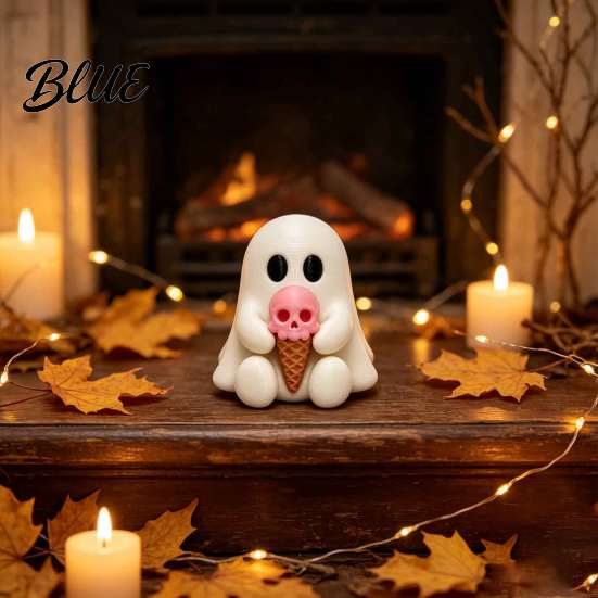 Cute Ice Cream Ghost Decor Resin Figurine Spooky Desk for Halloween Ornament Home Soft Summer Ornament Festive Gift Friends Artistic Craft