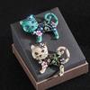 Women Brooch Sparkling Rhinestones Inlaid Cartoon Cat Shape Suit Lapel Pin