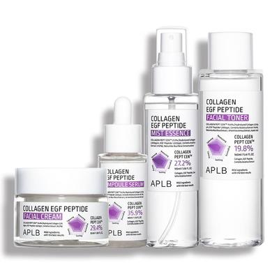 Collagen EGF Peptide Set: Facial Cream + Ampoule Serum + Mist Essence + Facial Toner Combined with Centella 3X Complex