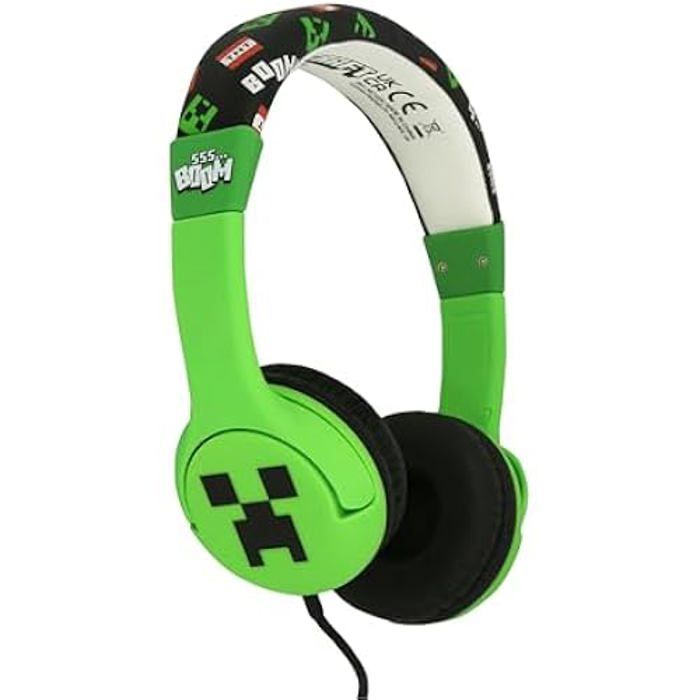 Casque Enfants - OTL Technologies - Minecraft - Volume Limité 85 dB - Confort Rembourré - Filaire 3,5 Mm