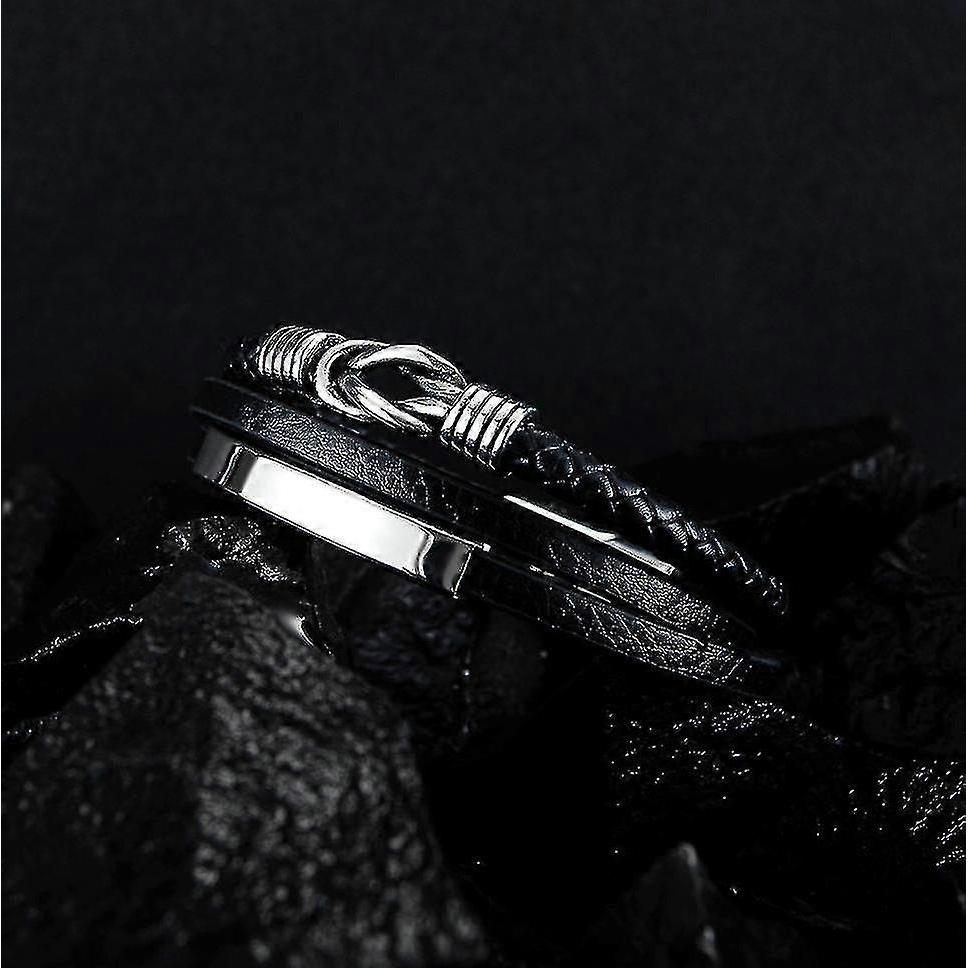 Stainless Steel Leather Braided Bracelet