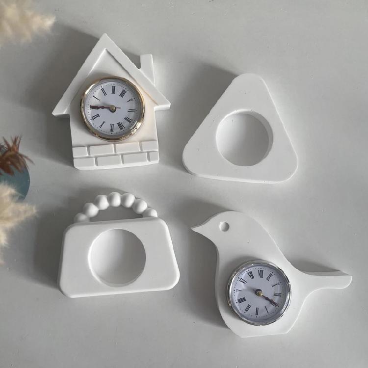 Ornament Mould Flexible Silicone Mold for Office Decoration Miniature Clock Shaped Desktop Embellishment Making Molds