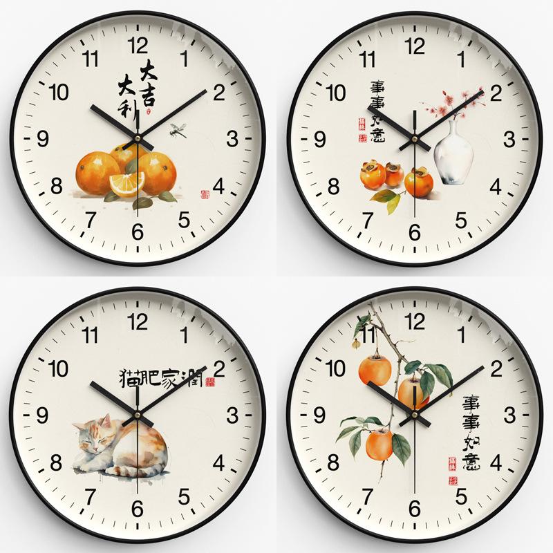 Wall Clock New Chinese Style Wall Clock Living Room Fashion Home Clock Bedroom Ultra-quiet Quartz Clock 30cm
