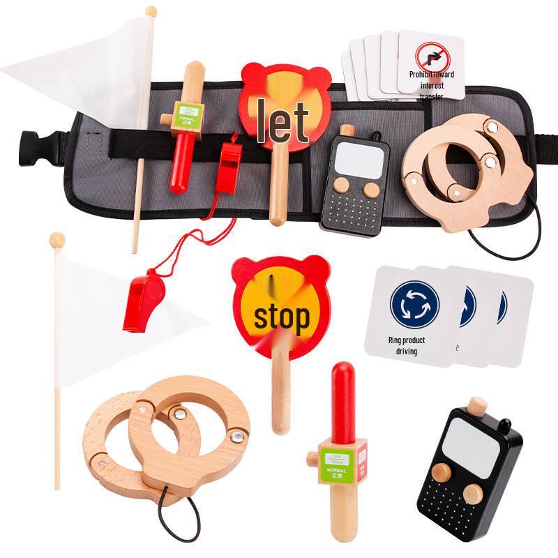 Realistic Toddler Barber Set: Wooden Hairdressing Tools with Waist Pack
