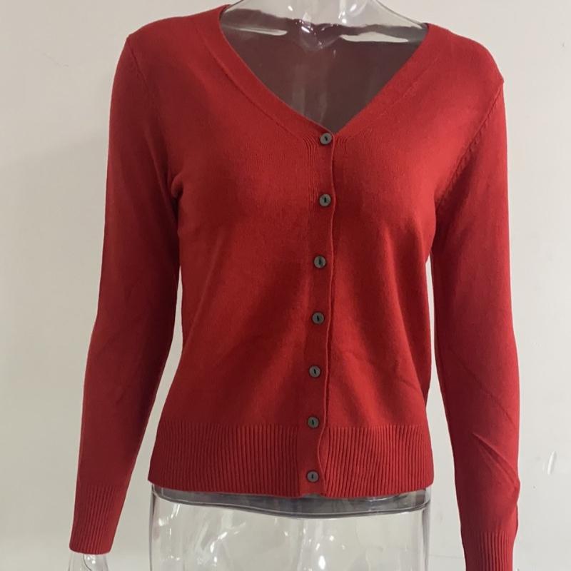Jesień Nowy Slim Fit Casual Dzianinowy Kardigan Kobiety Moda Vintage Luźny Sweter z Dekoltem w Serek Kurtka Damska Zimowa Odzież Eleganckie Damskie Kardigany 25065
