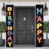 2PCS Happy Birthday Porch Hanging Banner Porch Sign Colorful Balloon Letters Party Decorations Birthday Party Supplies Door Banner Wall Hanging for
