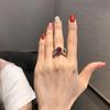 European-American Style Red Zirconia Open Ring for Women - High-End Fashion and Unique Design