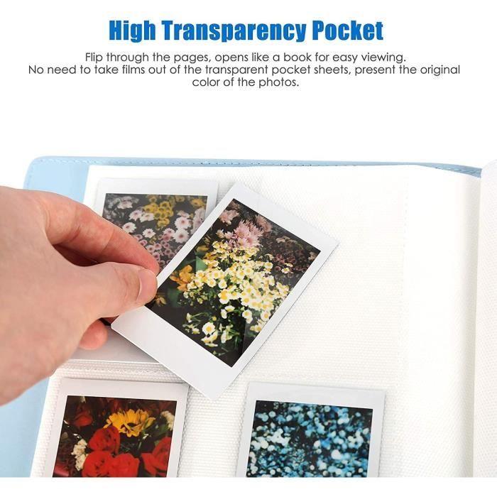 Album Photo - Fujifilm - 256 Pochettes - Cuir Végétalien - Bleu - Compatible Instax Mini