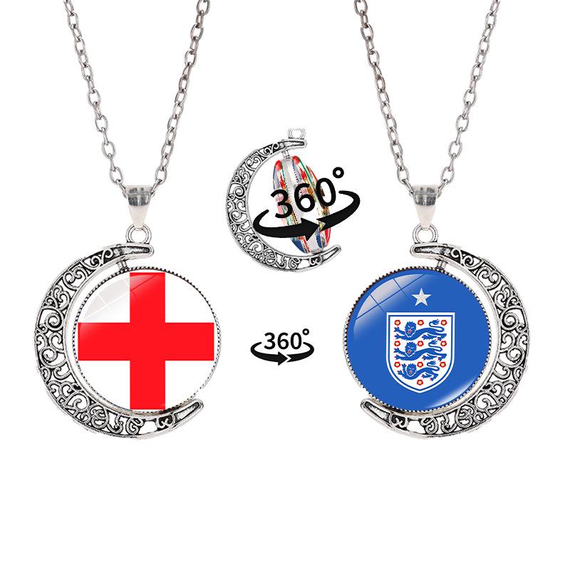 2026 World Cup Flag Emblem Double-Sided Crescent Pendant Necklace