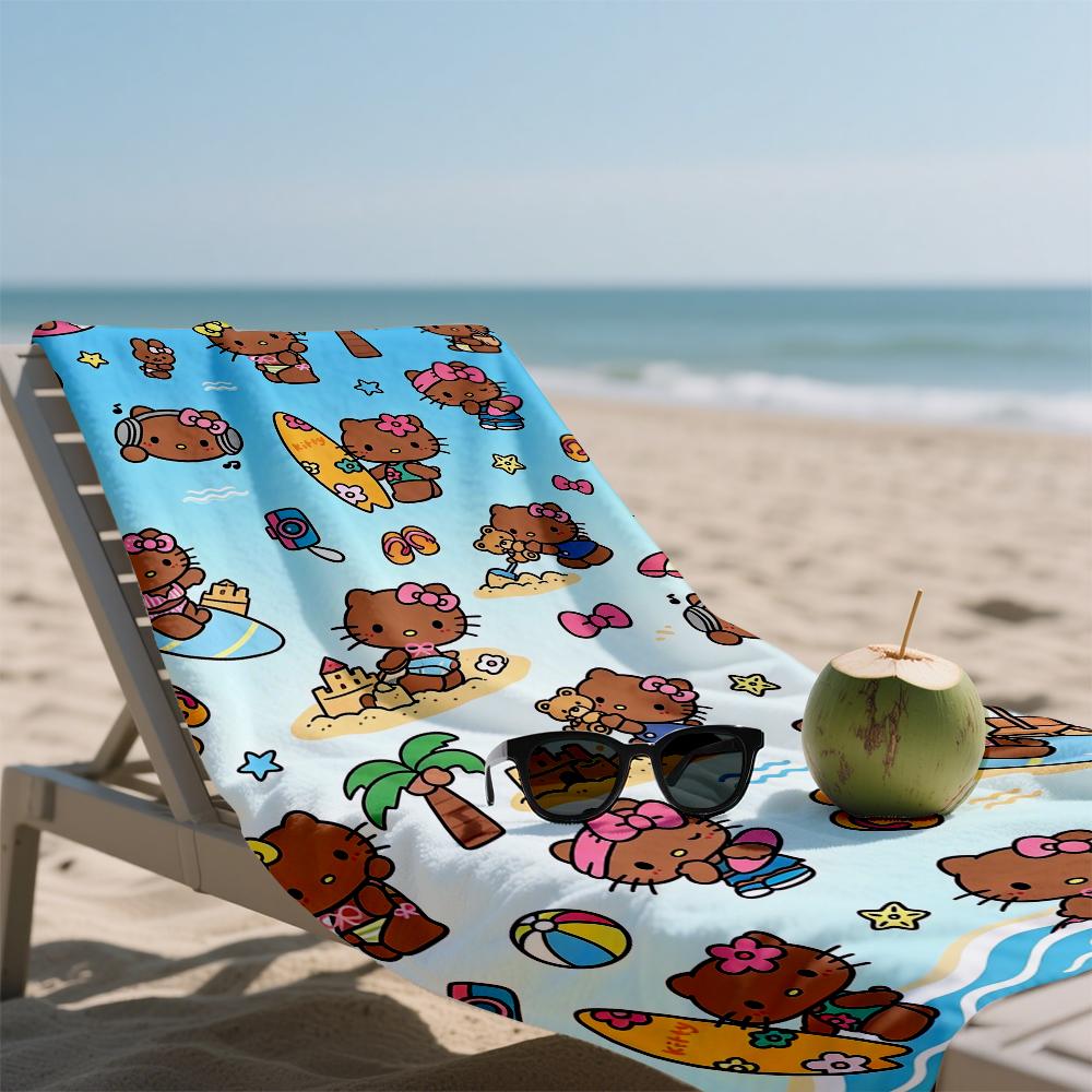 H-Hello-s K-Kitty-s Summer  Travel Beach Towel Super Absorbent Sand Resistant, Microfiber for Swimming Camping Yoga