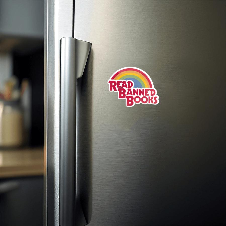 Removable Outdoor Waterproof Vinyl Durable Creative Gift Sticker - Read Banned Books Rainbow Design, Perfect For Laptops, Tablets, Phone Cases