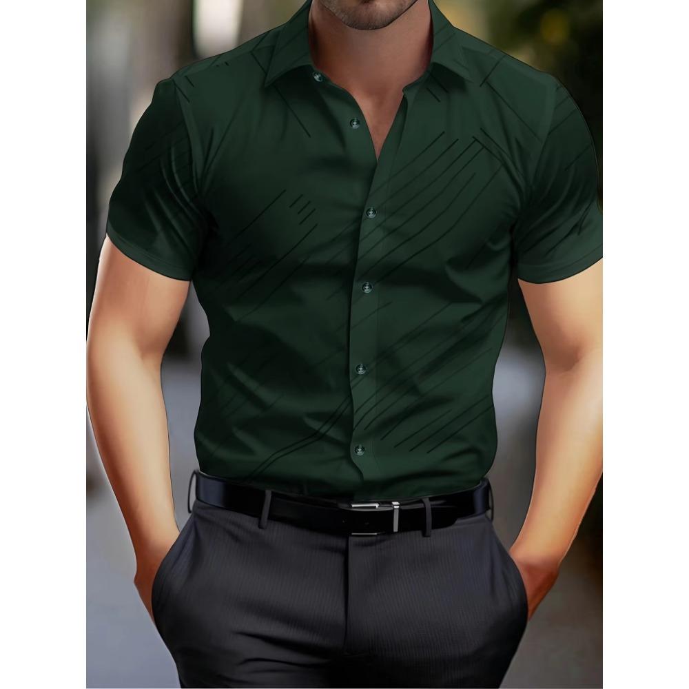 Uomo Nuova Estate Manica Corta Casual Camicia con Revers Top Stampa Digitale 3D Camicia da Spiaggia