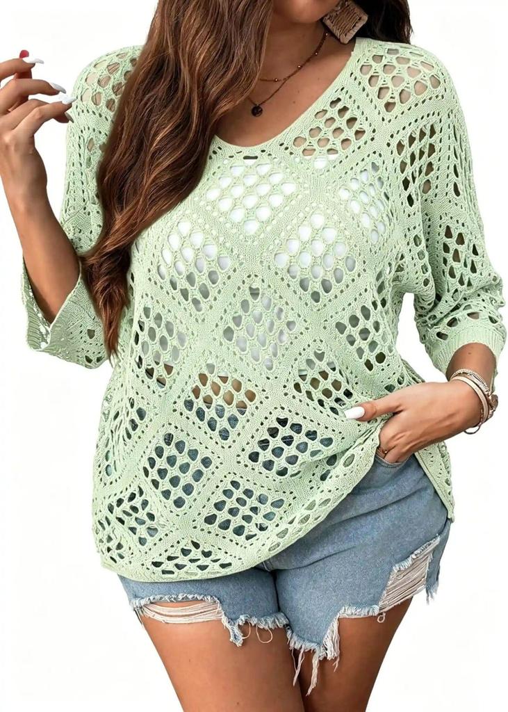 Cross2026 Women's Quick-Drying Mesh Summer Cover-Up Sweater - Slimming & Versatile for Daily Wear