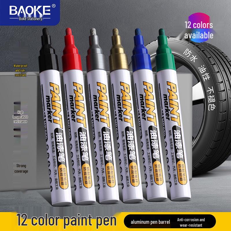 Bao Ke MP680 Waterproof Industrial Paint Marker - White & Gold Signature Pen