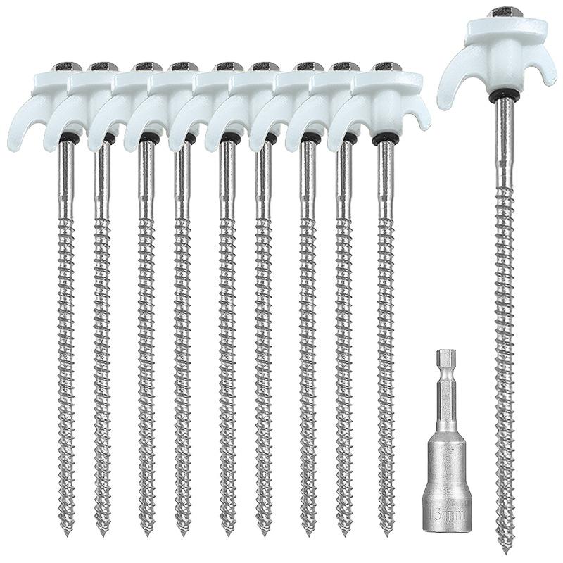 New Heavy Duty Spiral Screws With Hex Socket Stakes Ground Anchors Camping Stakes Tent Ground Nail Screw For Camping Tent Pegs