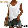 Women's Fashion Casual Solid Color Print Sleeveless V-Neck  Blouses & Shirts