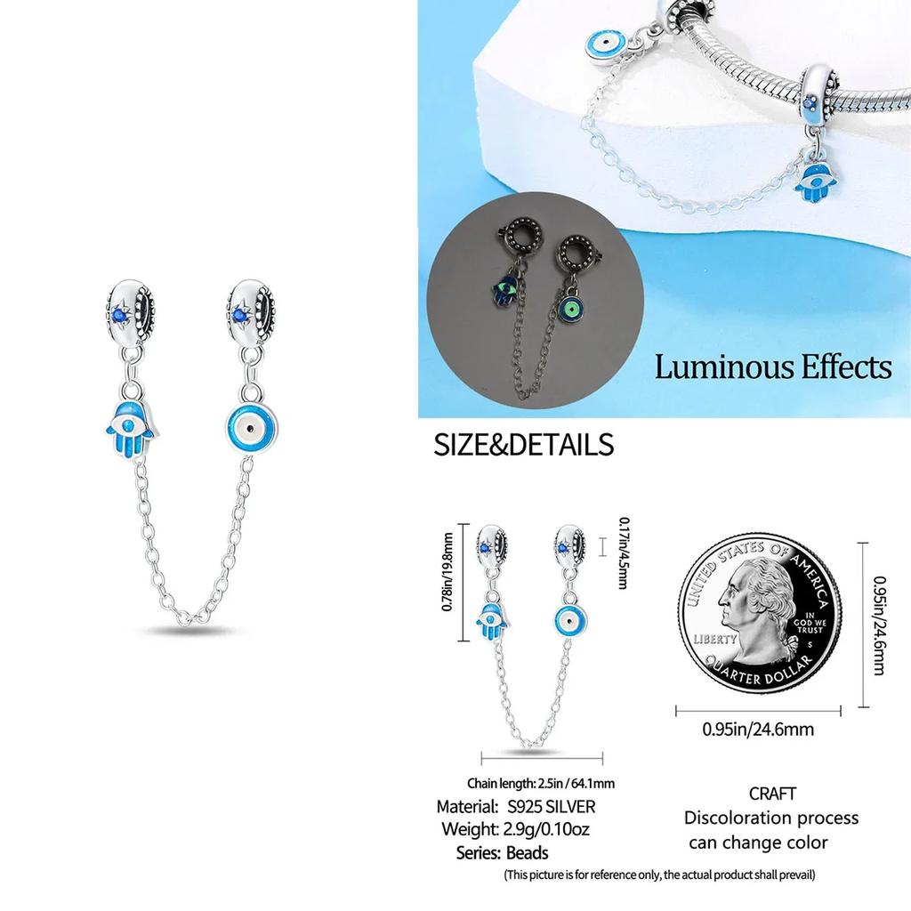 Colorful Copper Blue Glow-In-The-Dark Murano Princess Glass Beads Fits Original Bracelet Jewelry Set Accessories