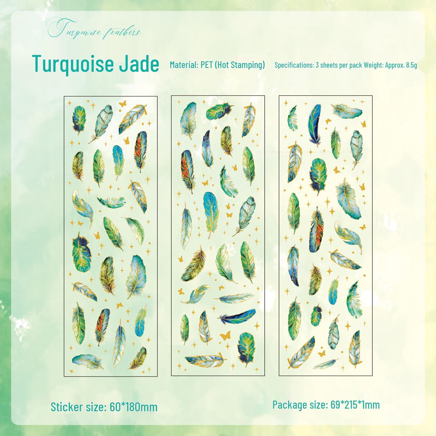 ZABC Feather Light 3D Stickers: 4 Designs, 3 Sheets per Pack, Feathered Hot Stamping Decor.