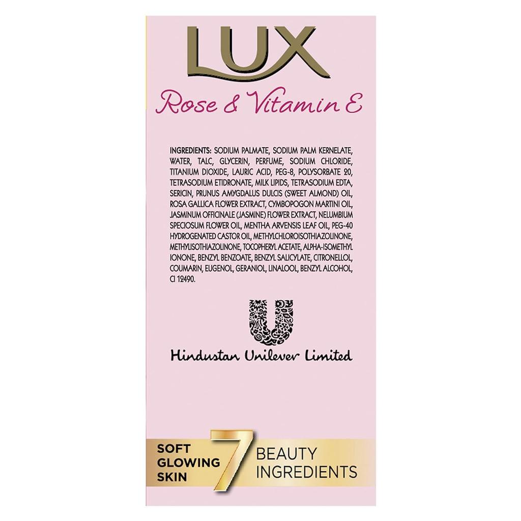 Lux Radiant Glow Beauty Soap Bar With Rose Vitamin C And E For Superior Glow Pack Of 8 X 150g For Face And Body Moisturizing