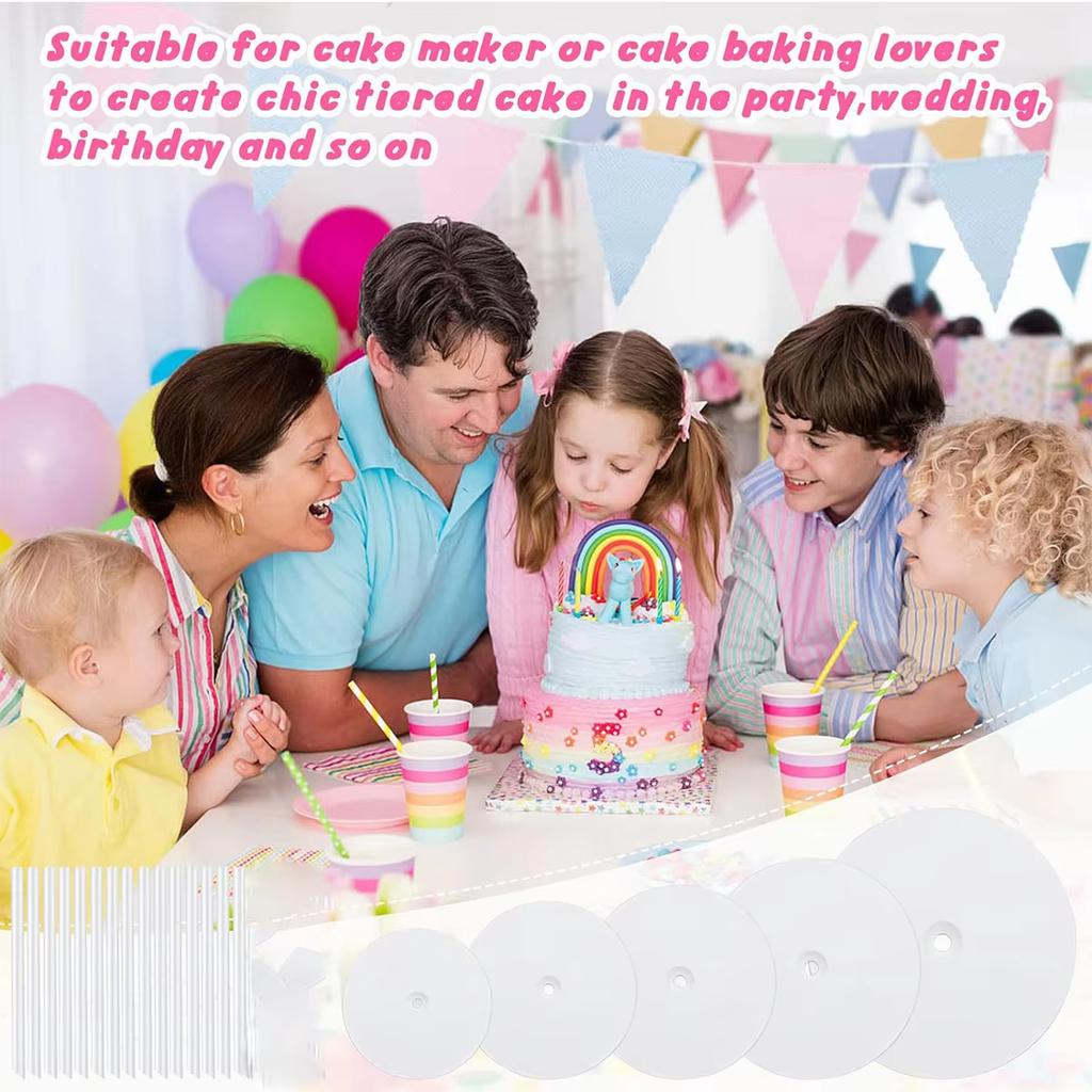 15 Pieces Clear Cake Stacking Dowels with 5 Cake Separator Plates for 4 6 8 10 12 Inch Cakes  for Wedding Cake Construction