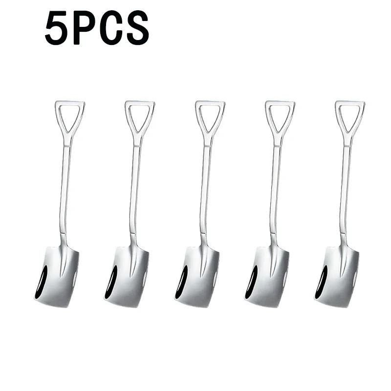 Vintage Shovel Design Stainless Steel Coffee Spoon Creative Ice Cream Cake Watermelon Dessert Multipurpose Kitchen Tool Unique