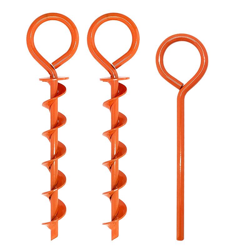 

Windproof Orange Spiral Tent Peg - Screw-In Ground Anchor for Outdoor Use