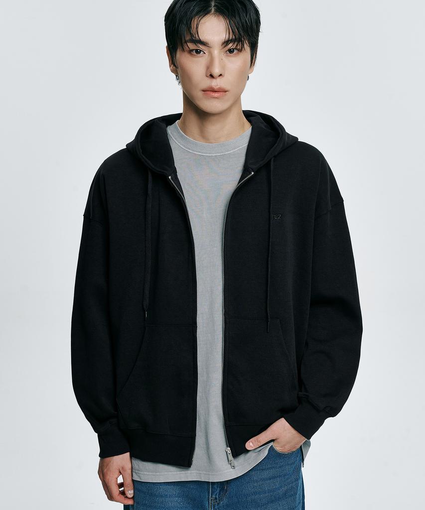 Atez Essential Oversized Sweat Zip-Up Hoodie [Black]