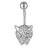 Zircon Inlaid Leopard Head Navel Ring Body Piercing Belly Button Jewelry