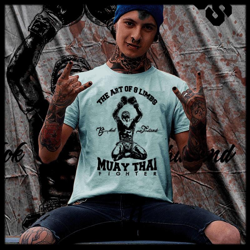 

Muay Thai T-shirt Thai boxing Sak Yant Tattoo Thai Boxer Bangkok Thailand tee S