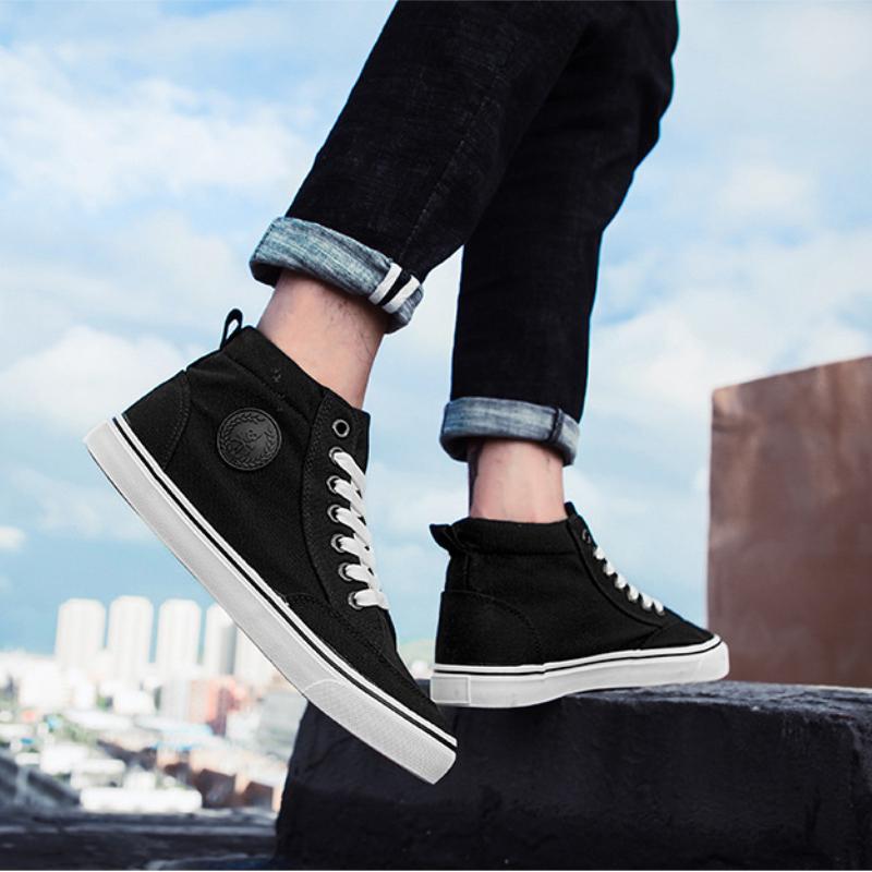 Fashion High Top Canvas Shoes for Man Comfortable Men's Vulcanized Shoes Fashion Men Casual Sneakers Breathable Skateboard Shoes Male