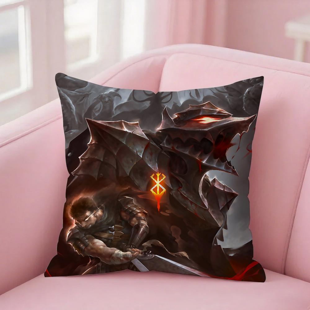 Retro Klassisch Anime Berserk Kissenbezug Quadratisch Beidseitiger Druck Kurzer Plüsch Sofakissenbezug Schlafzimmer Nachttischkissen