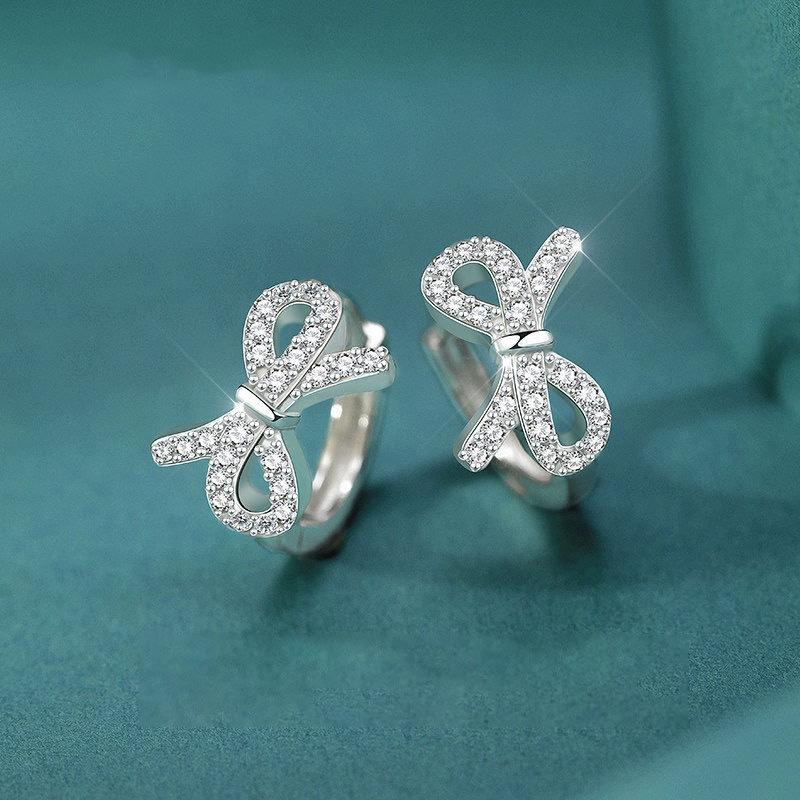 

Delicate Bow Earrings Femininity Simple Circle Ear Buckles New Earrings
