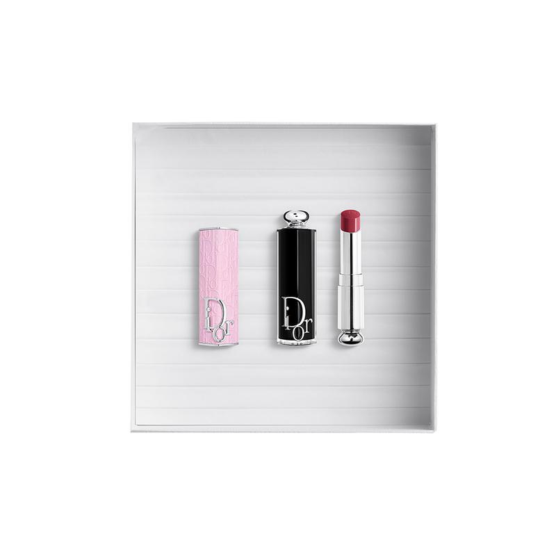 DIOR Lipstick Rose pink printed lipstick shell + lipstick #667 DIORMANIA cherry blossom white peach серебряный