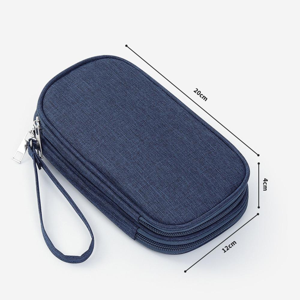 Portable Double Layer Digital Storage Pouch Travel Headphone Data Cable Storage Bag Solid Color Waterproof Travel Cable Bag