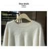 Women's 100% Pure Goat Cashmere Flocked Round Neck Sweater - Long Sleeve Solid Color Pullover