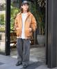 WEGO Hooded Oversized Size Brown Workers' Blouson, Outerwear, Jacket, Hoodie, Denim, Vintage, Streetwear, Silhouette, Casual, Unisex, Fall/Winter,