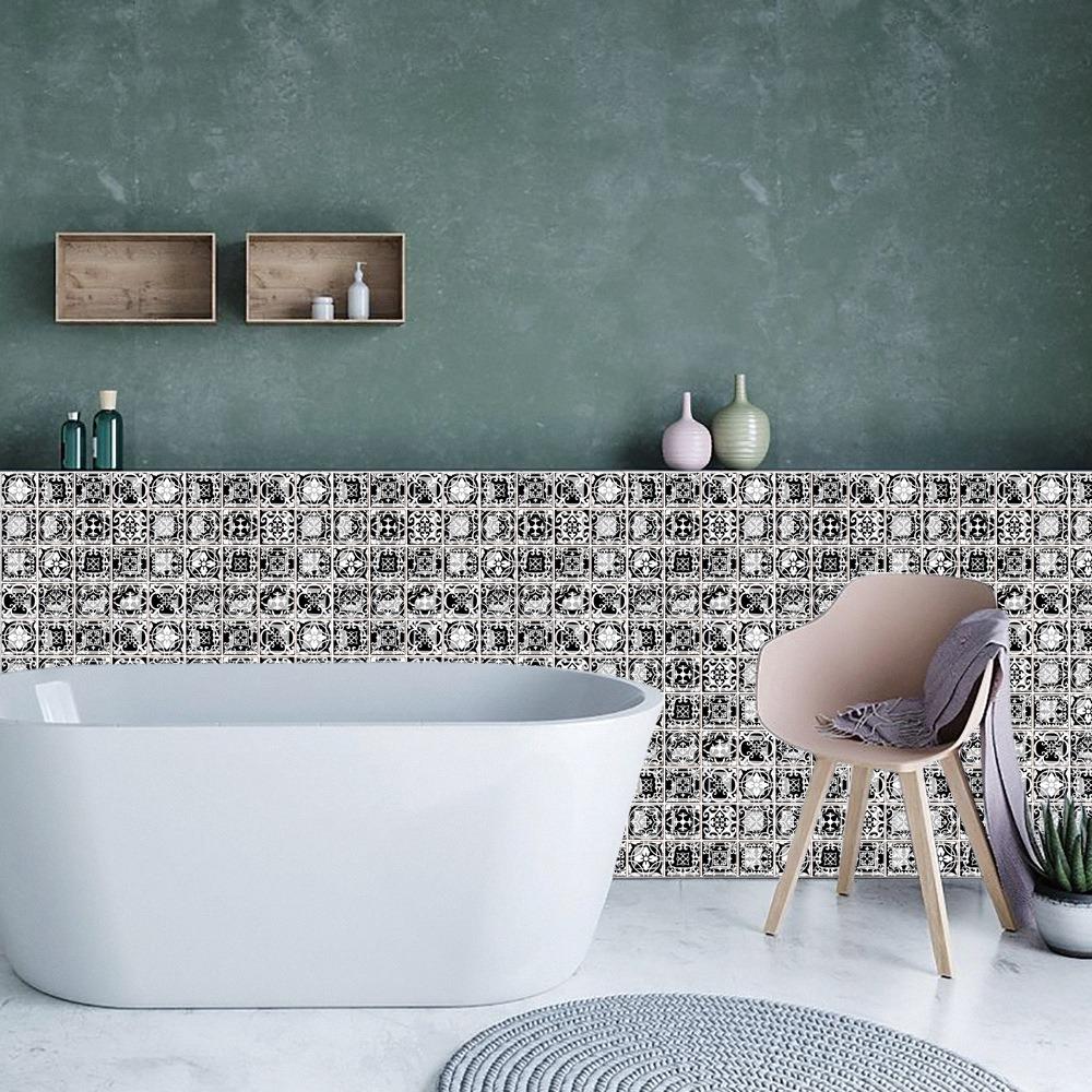 10pcs 3D Self Adhesive Wallpaper Waterproof Wall Decals Retro Crystal Tile Wall Sticker  Bathroom