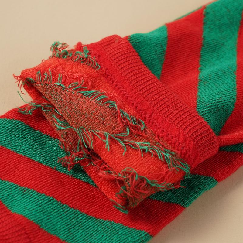 Christmas Green Red Cotton Stocking Striped Over The Knee Bowknot Long Socks